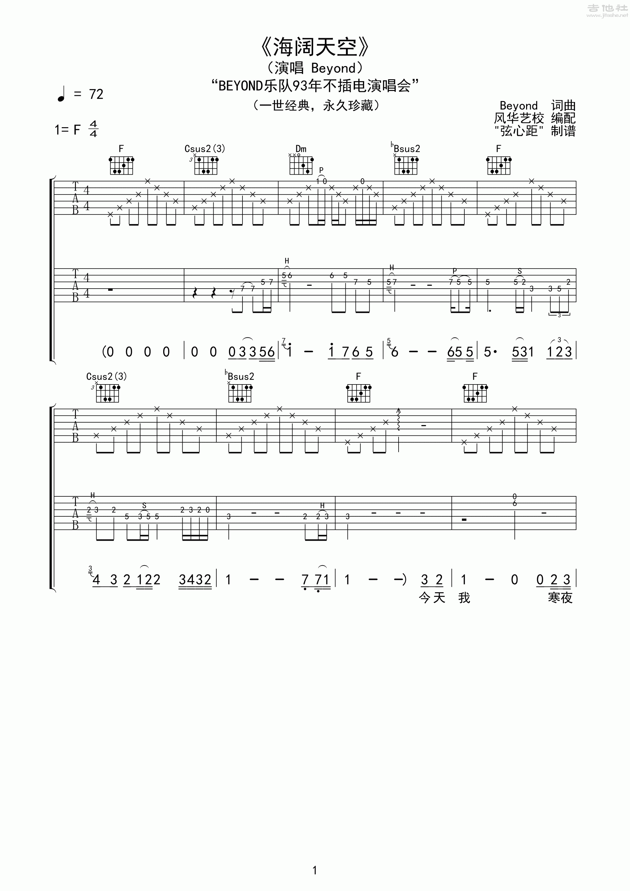 陈胜吴广(不插电版)(吉他谱)