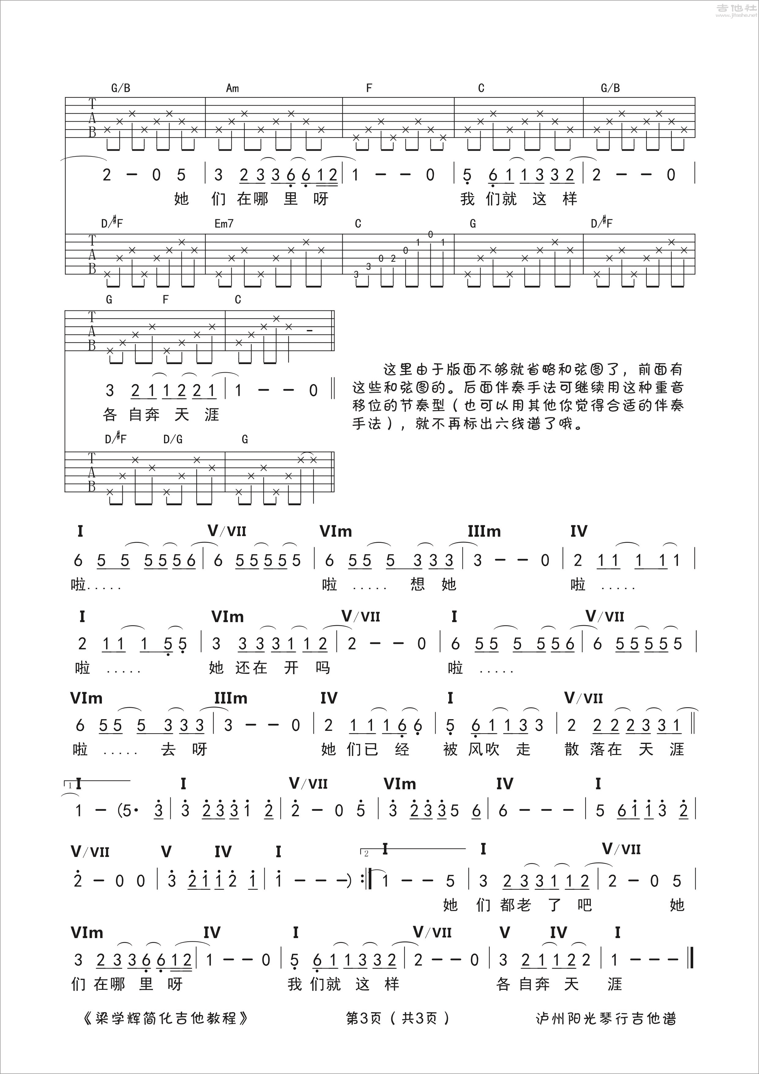 范玮琪 - 那些花儿(C调范玮琪版本与G调朴树版本混排) [弹唱] 吉他谱