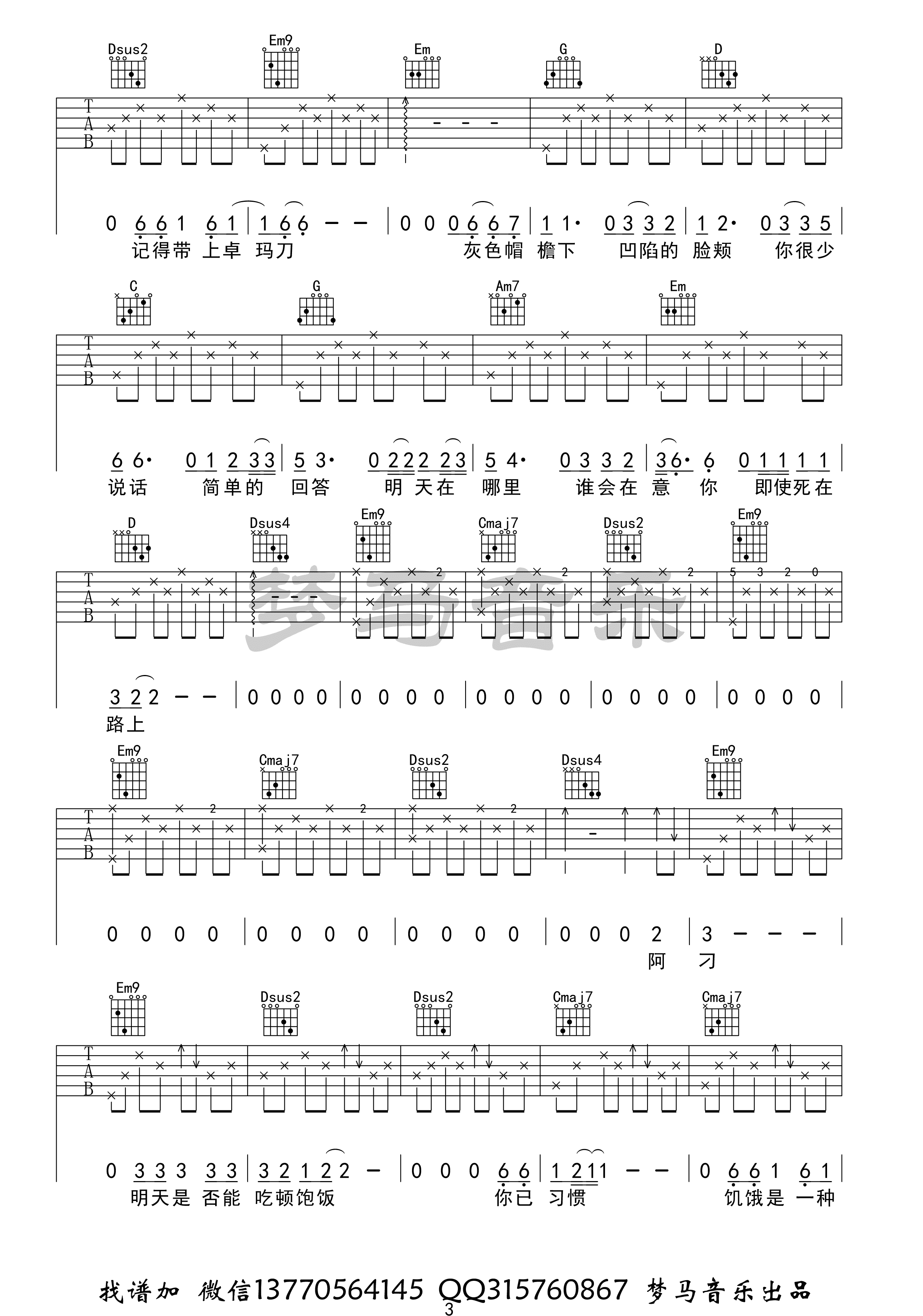 赵雷 - 阿刁 [弹唱 教学] 吉他谱