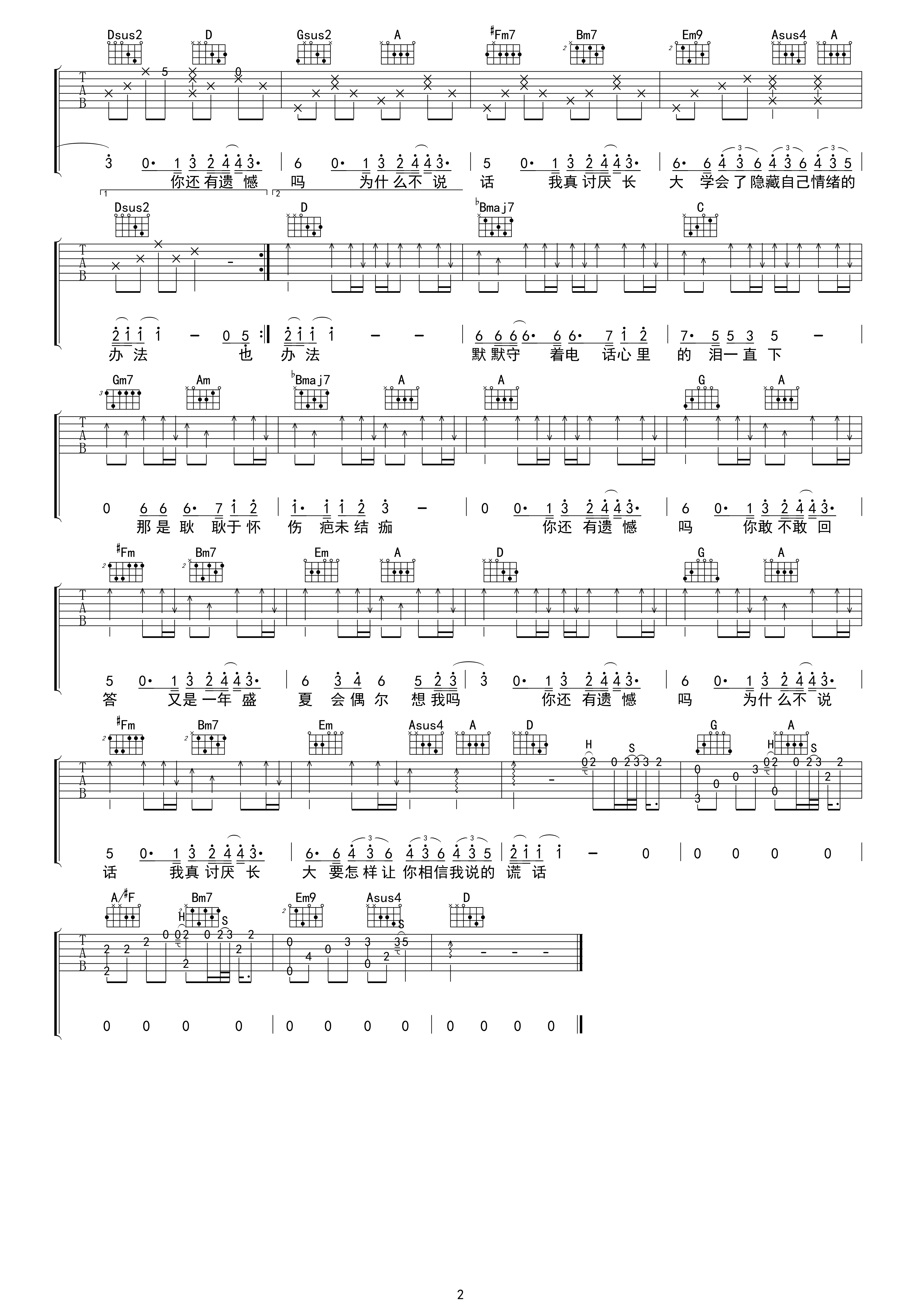 《耿》尤克里里谱C调六线吉他谱-虫虫吉他谱免费下载