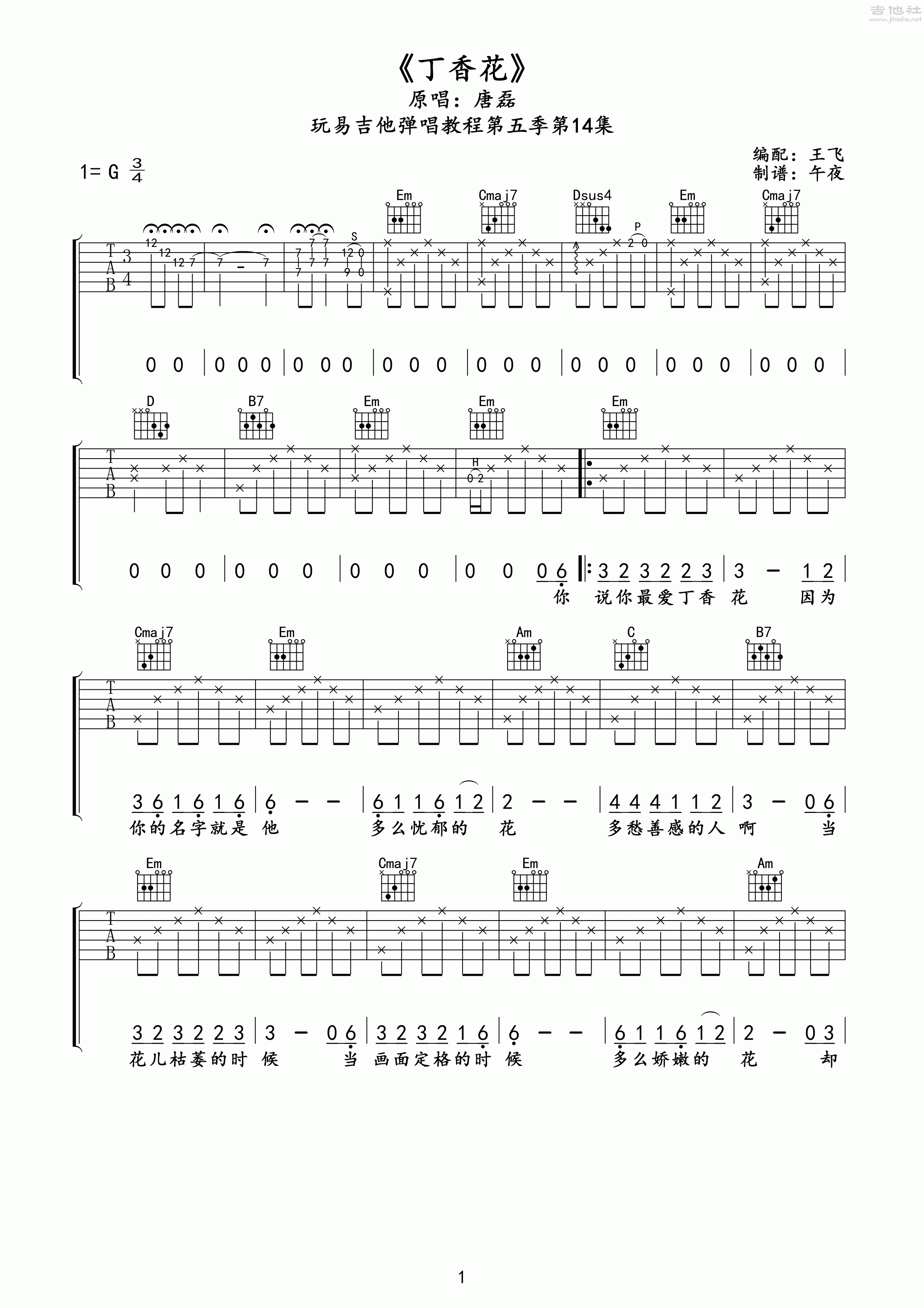 唐磊- 丁香花(玩易吉他弹唱教程:第五季第14集) [弹唱