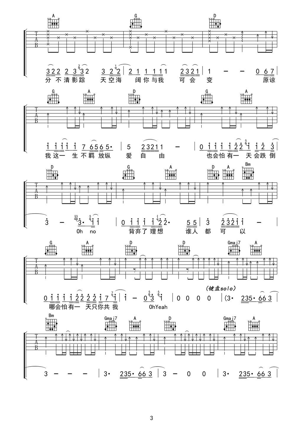 森林吉他谱 - MR. - C调吉他弹唱谱 - 琴谱网