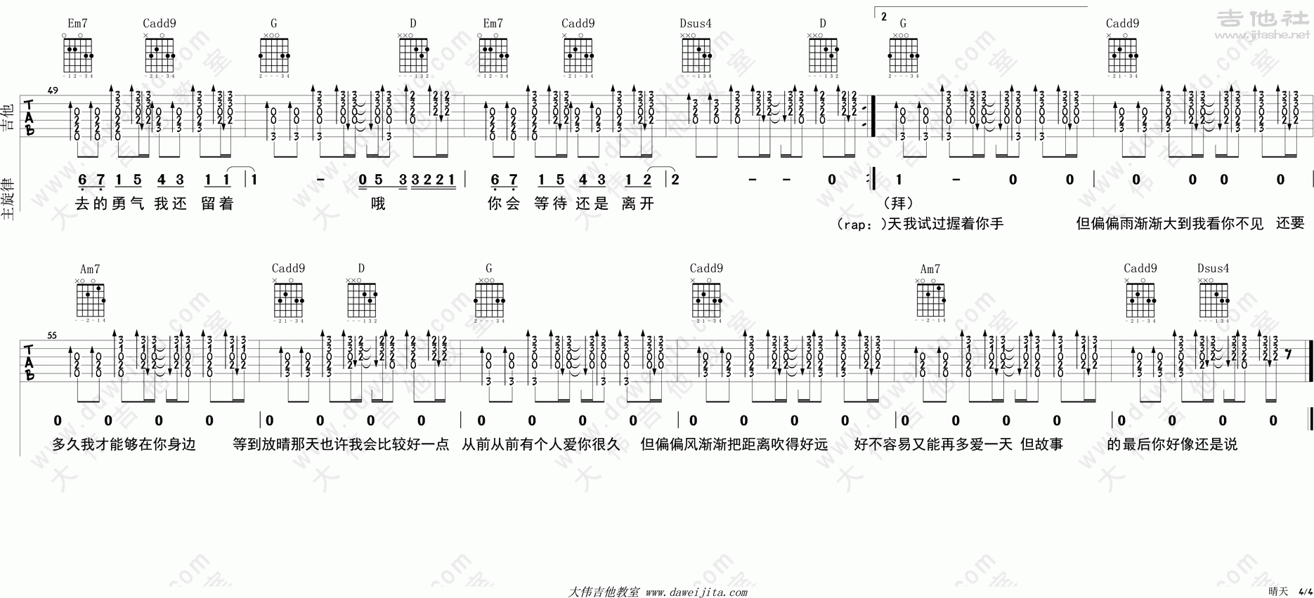花火 - 汪峰 - 吉他谱(大伟编配) - 嗨吉他