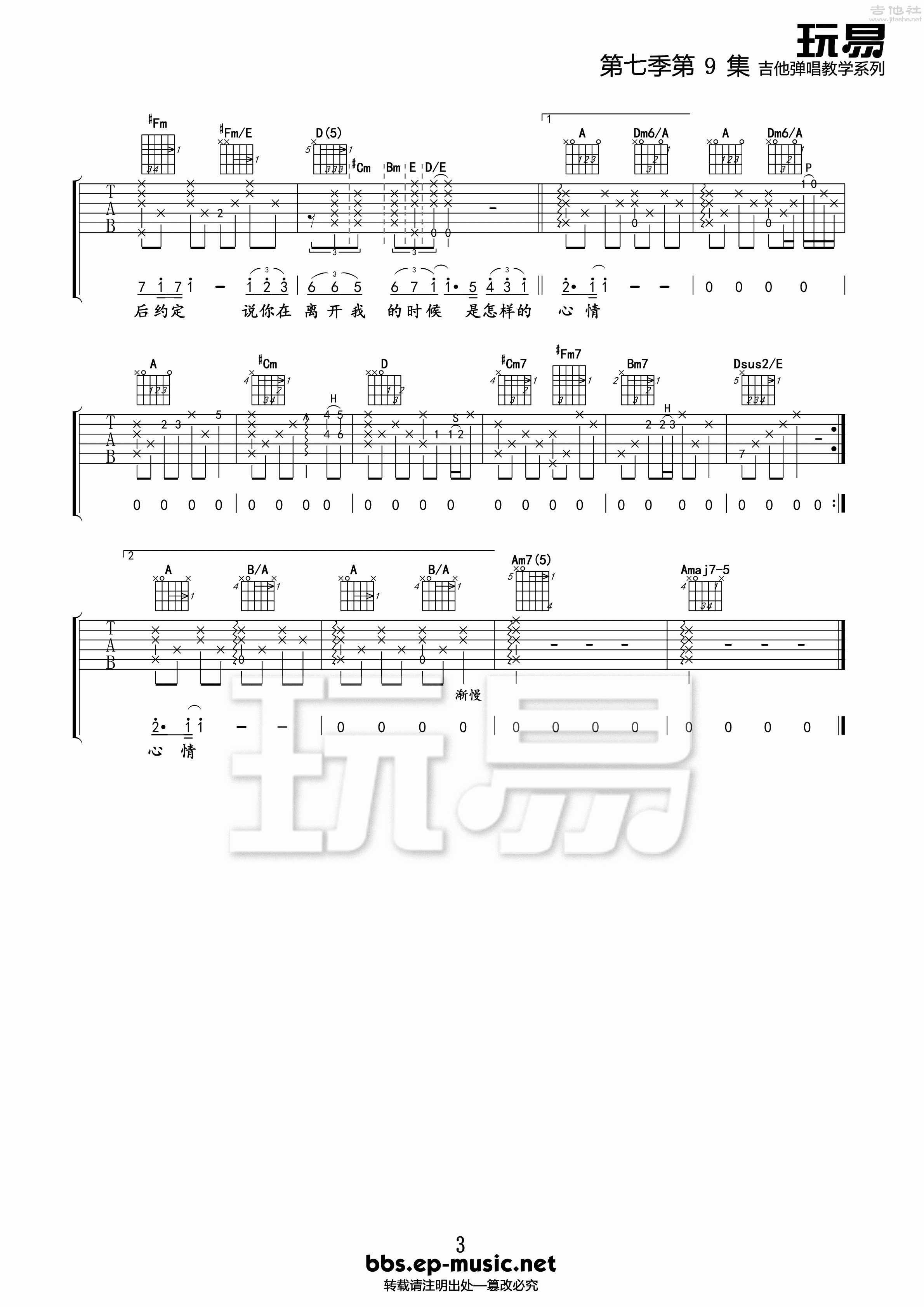 张惠妹 - 听海 [玩易吉他弹唱] 吉他谱